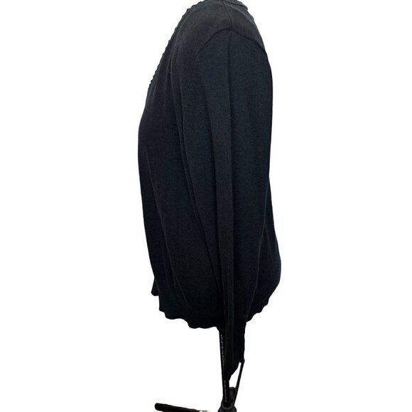 Lane Bryant Pullover Sweater Black Women 22/24 Button accents on cuffs. V-neck - Picture 4 of 8